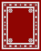 Crimson Snowflake Intricate Border Rug