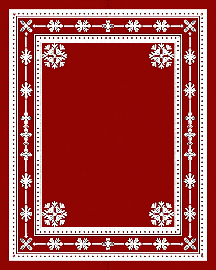 Crimson Snowflake Intricate Border Rug