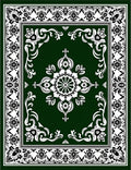 Dark Green Floral Medallion Border Rug