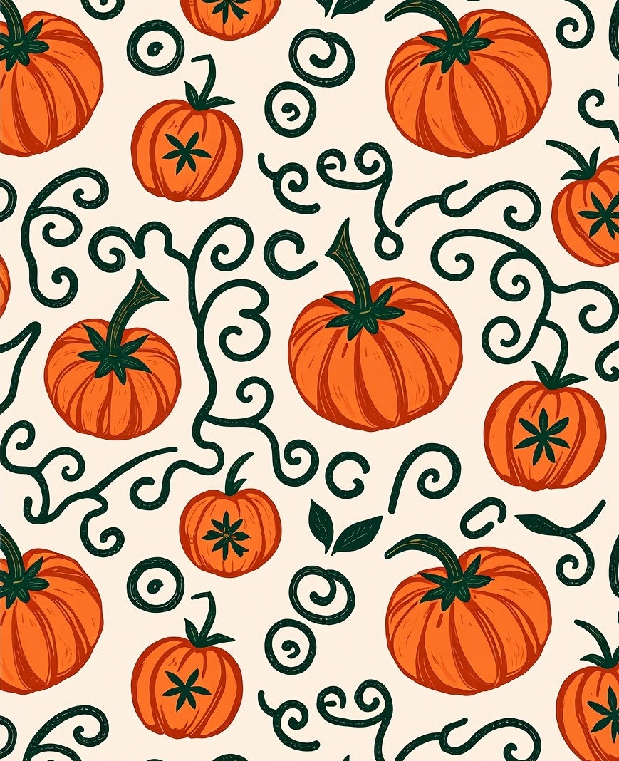 Whimsical Pumpkin Vine Swirls Rug