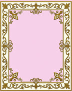 Ornate Gold Floral Border Cream Rug
