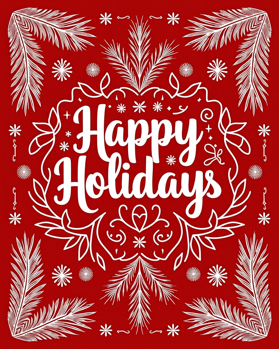 Red White Floral Holiday Festivity Rug
