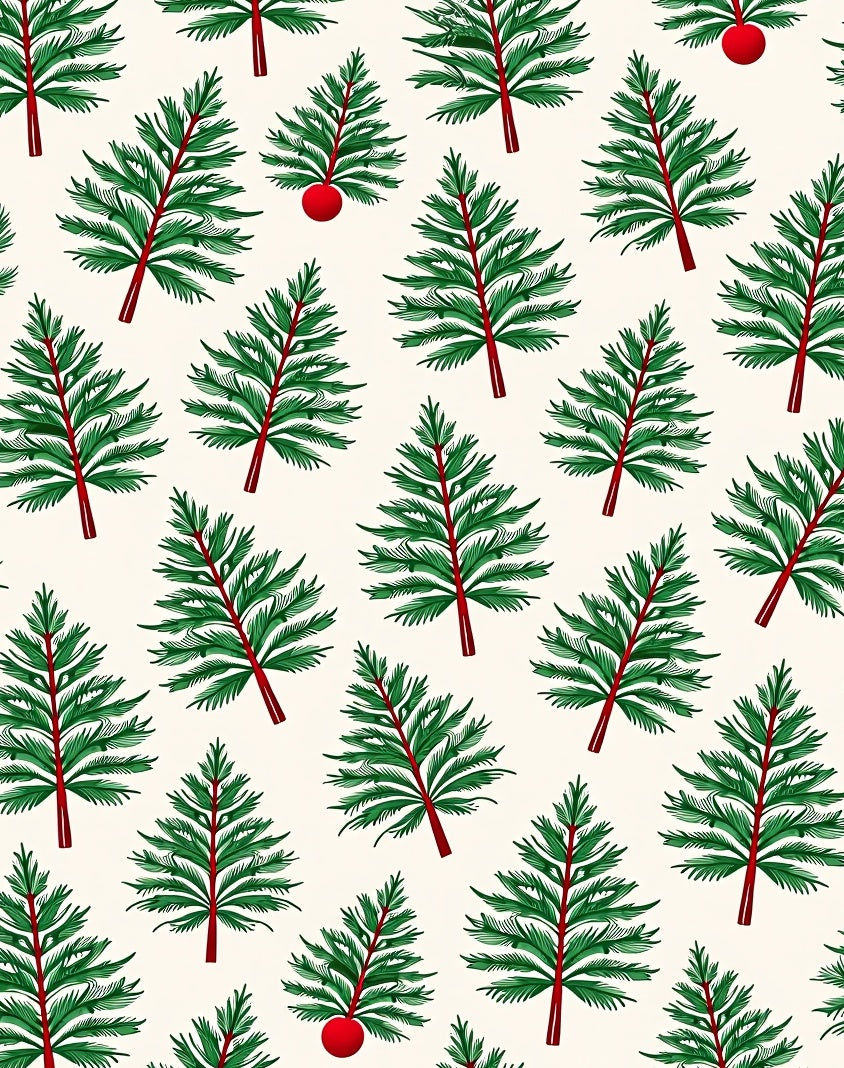 Green Pine Christmas Ornament Repeating Rug