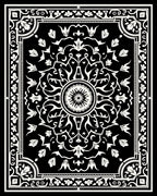 Classic Monochrome Floral Scroll Rug