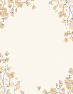 Pale Peach Outline Botanical Garden Rug