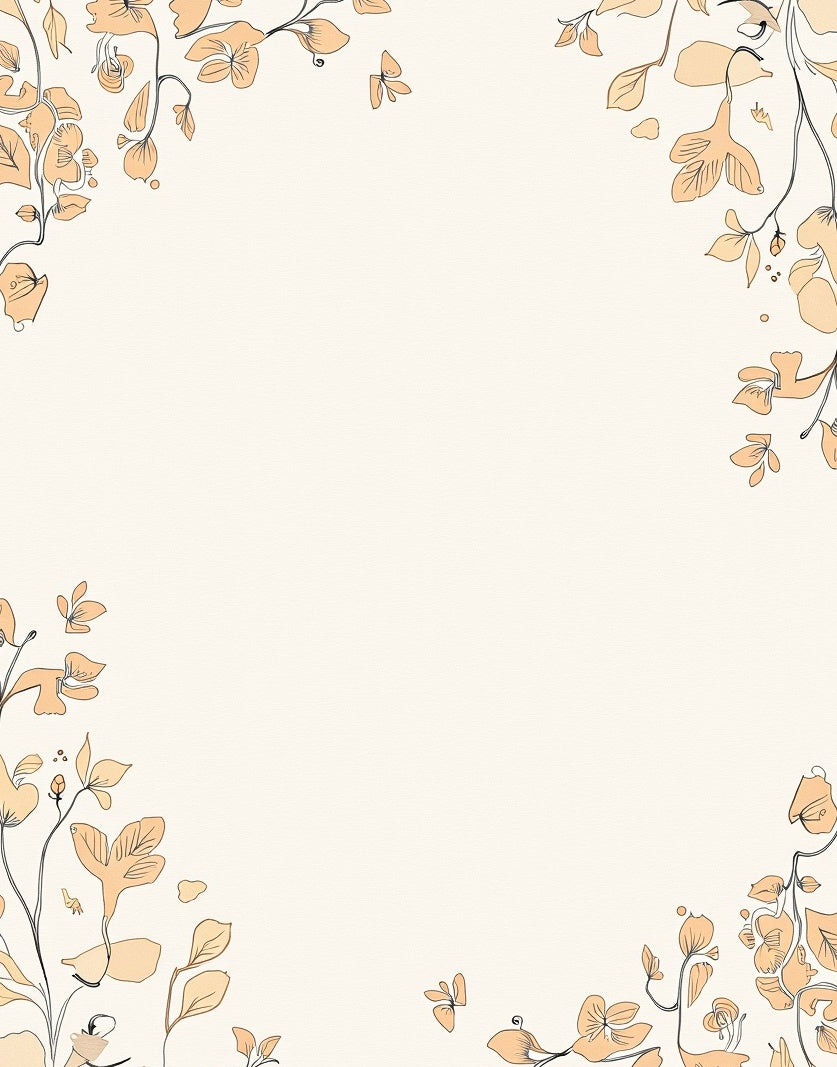 Pale Peach Outline Botanical Garden Rug