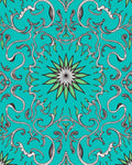 Teal Floral Vine Medallion Rug