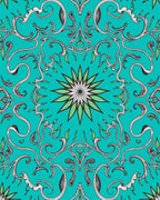 Teal Floral Vine Medallion Rug