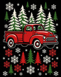 Vintage Red Truck Christmas Trees Snowflakes Rug