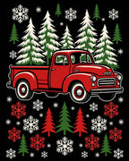 Vintage Red Truck Christmas Trees Snowflakes Rug