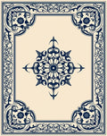 Navy Blue Floral Corner Medallion Rug