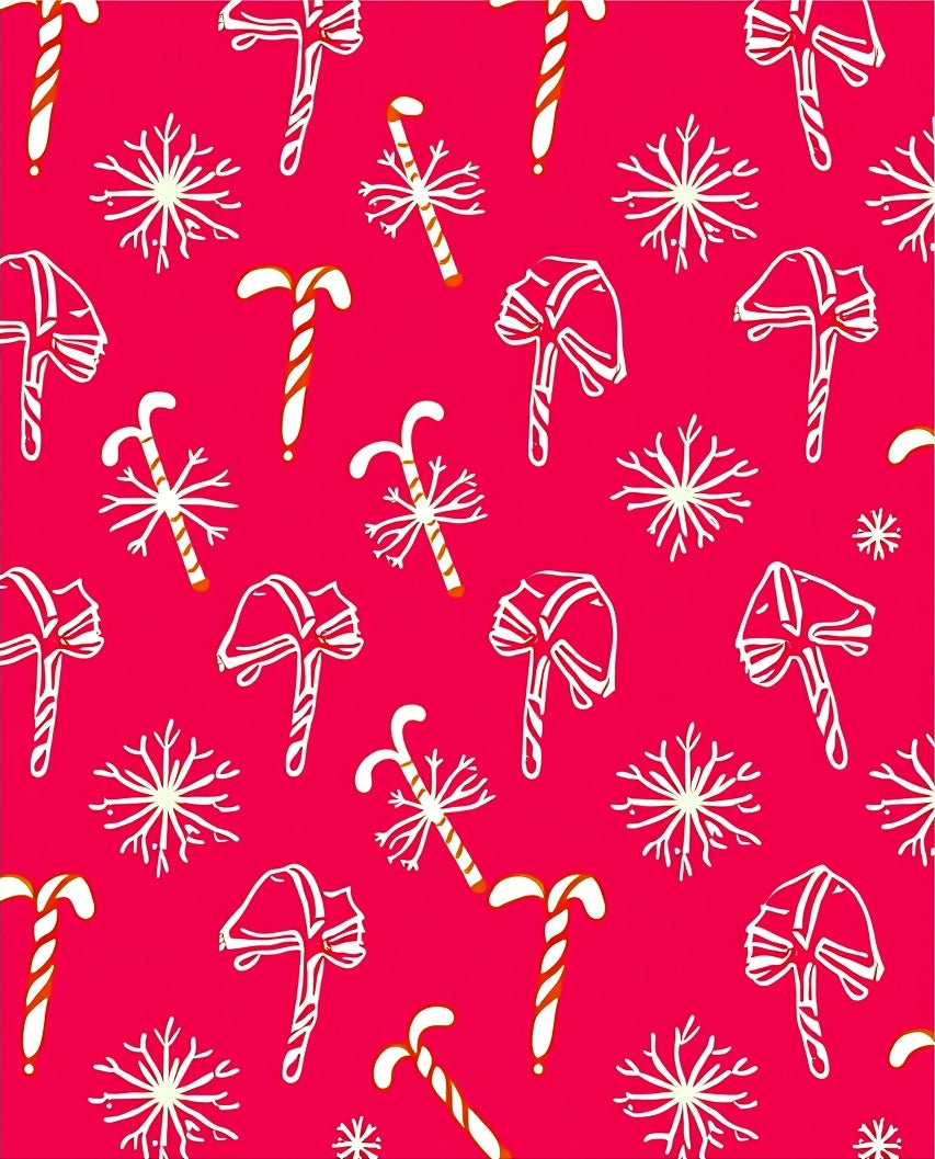 Red Candy Cane Snowflake Collage Rug