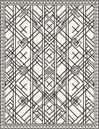Cream Black Geometric Art Deco Rug