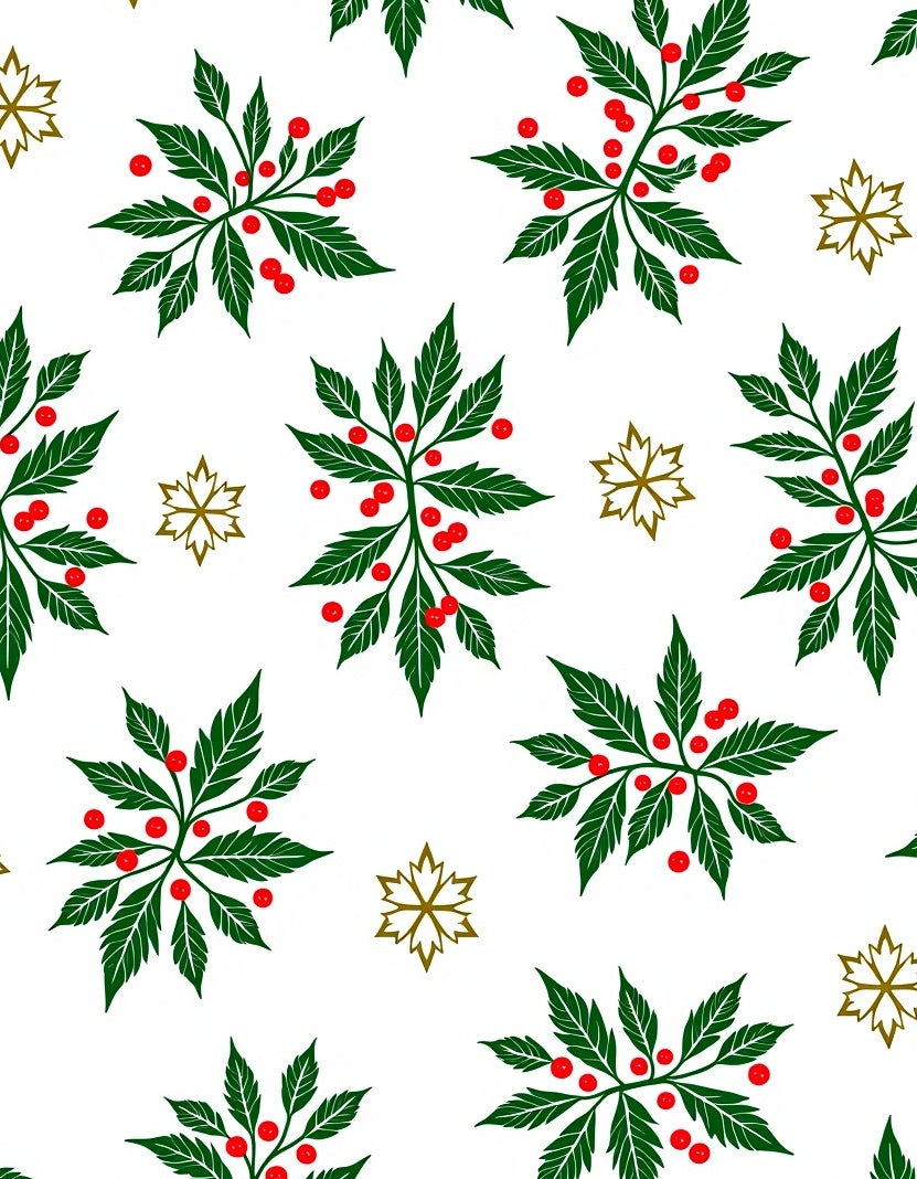Green Leaf Red Berry Starburst Rug