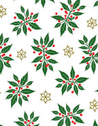 Green Leaf Red Berry Starburst Rug