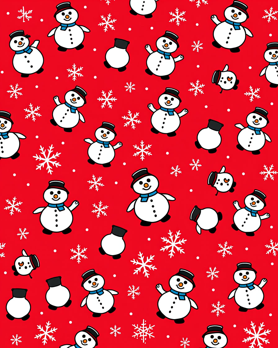 Festive Snowman And Snowflake Repeating Pattern Rug