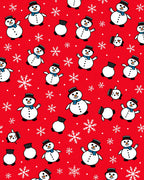 Festive Snowman And Snowflake Repeating Pattern Rug