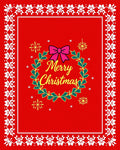 Red White Festive Holly Wreath Rug