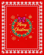 Red White Festive Holly Wreath Rug