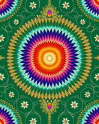 Radiant Rainbow Starburst Medallion Rug