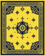 Golden Navy Mandala Medallion Rug
