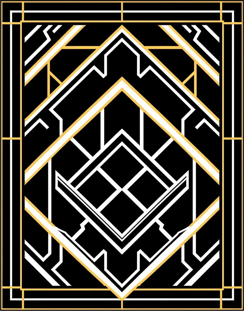 Black Gold White Geometric Deco Rug