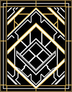 Black Gold White Geometric Deco Rug