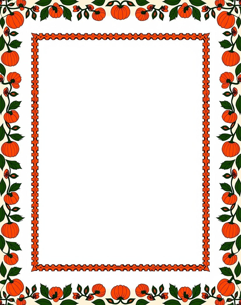 Autumn Orange Pumpkin Vine Border Rug