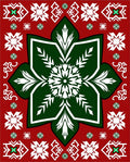 Festive Red Green Snowflake Medallion Rug