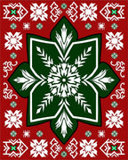 Festive Red Green Snowflake Medallion Rug