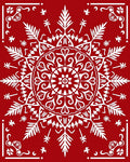 Crimson White Starburst Mandala Rug