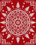 Crimson White Starburst Mandala Rug