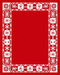 Red White Geometric Festive Snowflake Border Rug