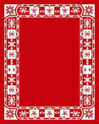 Red White Geometric Festive Snowflake Border Rug