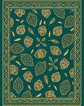 Emerald Green Abstract Leaf Border Rug