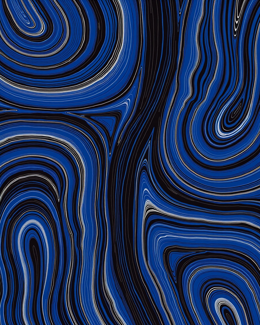 Deep Blue Swirl Agate Texture Rug