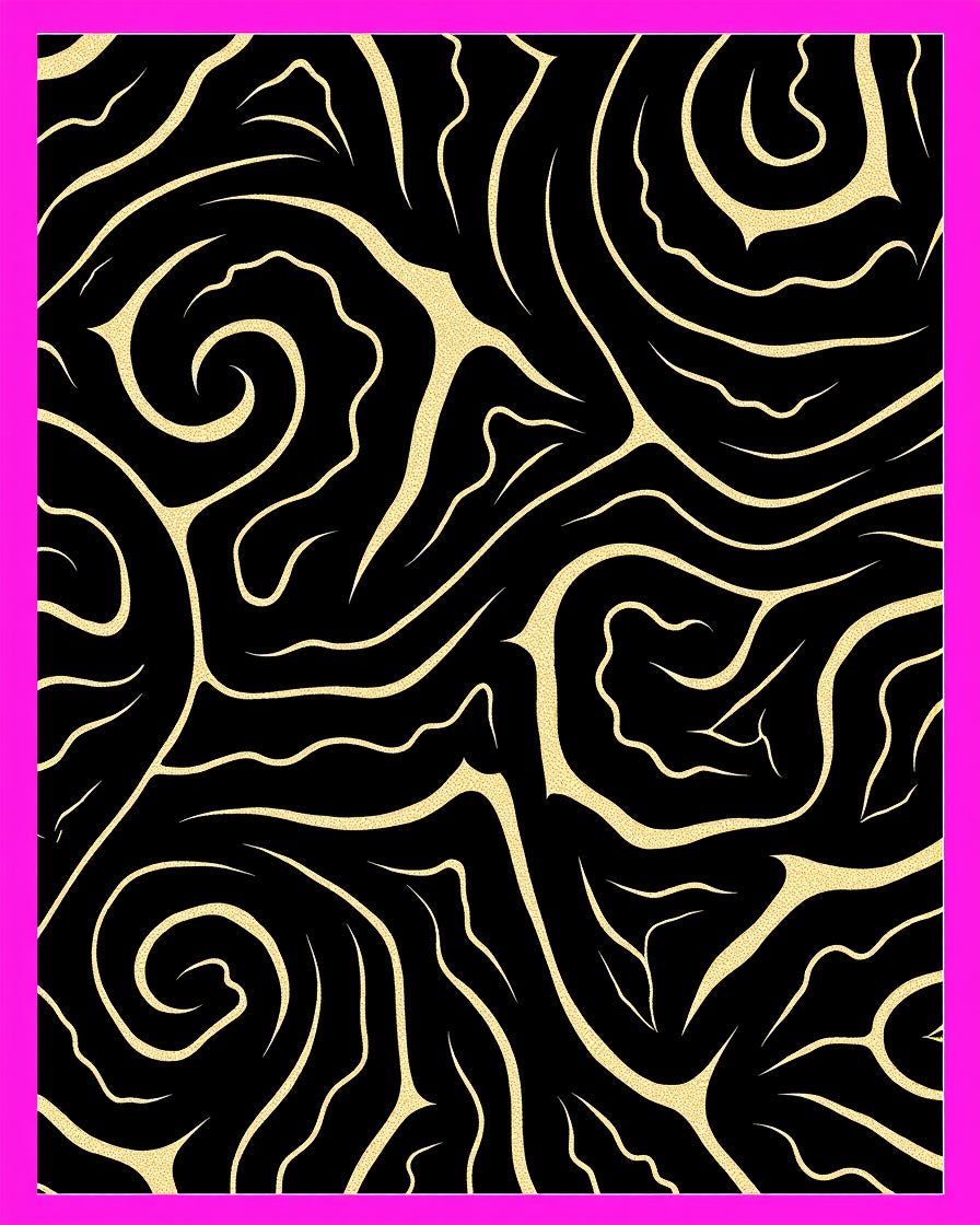 Abstract Black Gold Swirls Rug
