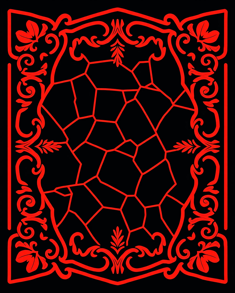 Crimson Floral Scrollwork Mosaic Rug