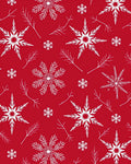 Crimson White Snowflake Winter Branch Rug