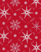 Crimson White Snowflake Winter Branch Rug
