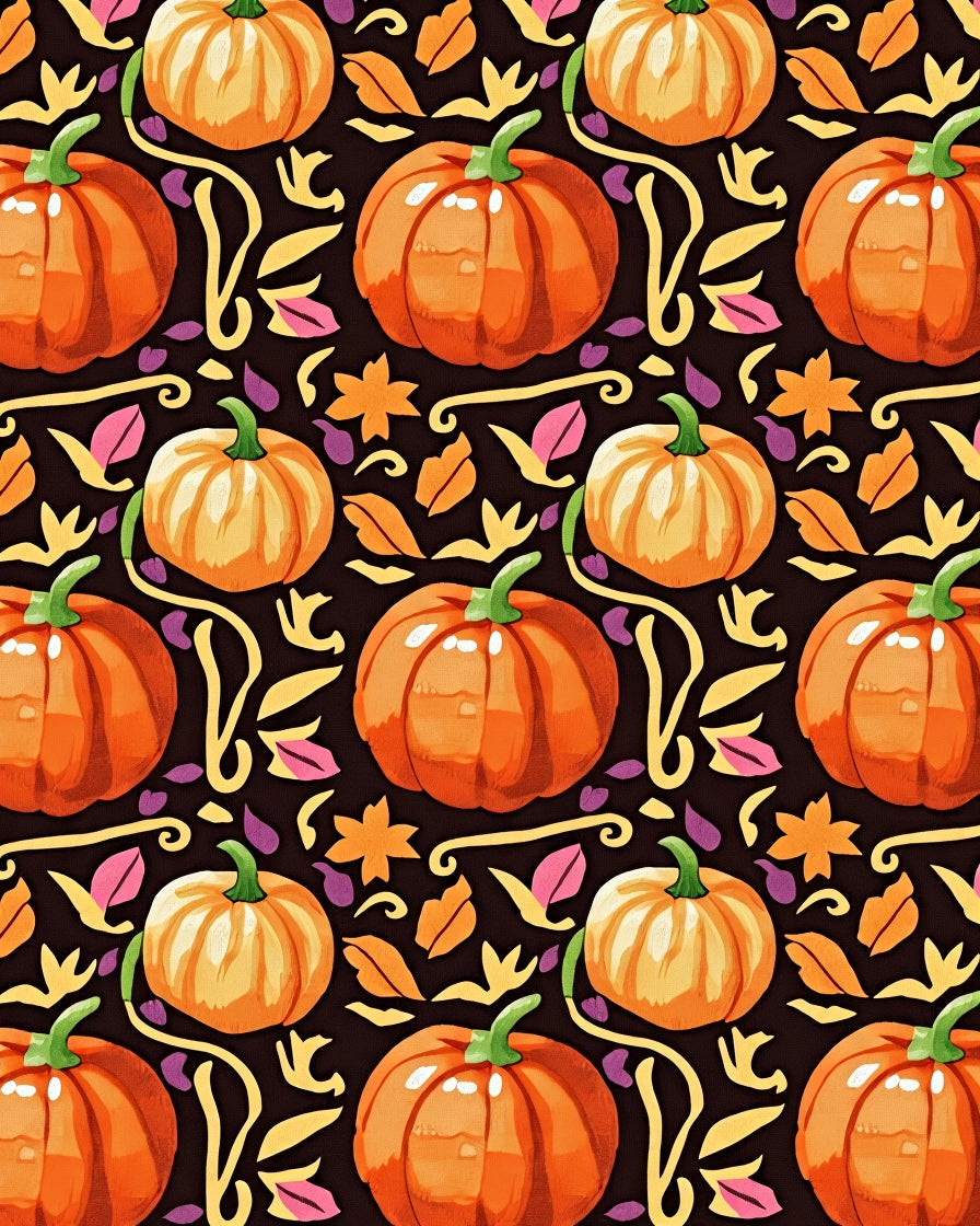 Orange Pumpkin Autumn Leaves Rug