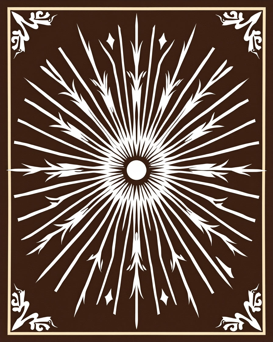 Brown Sunburst Central Medallion Art Rug
