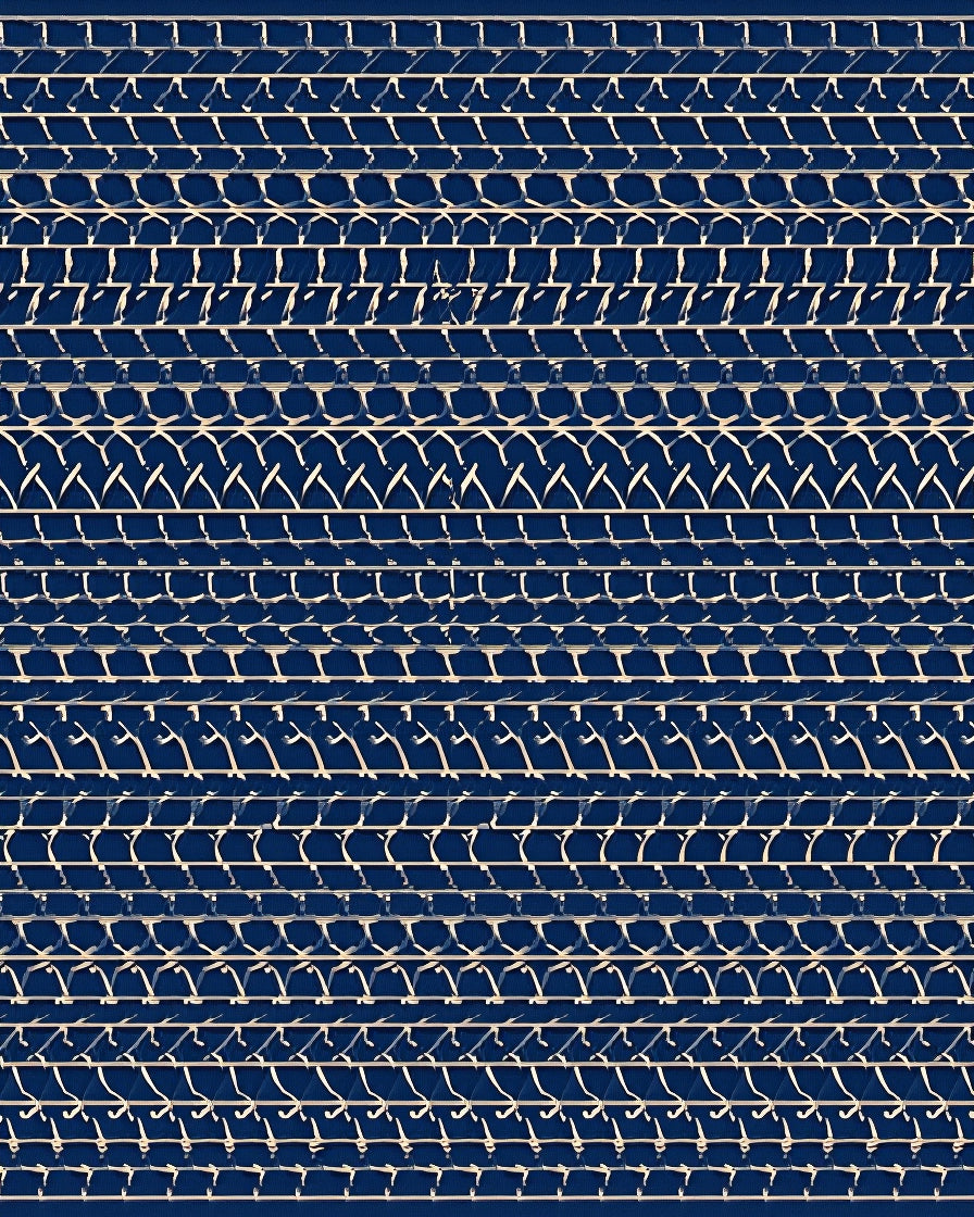 Navajo Blue Geometric Border Rug