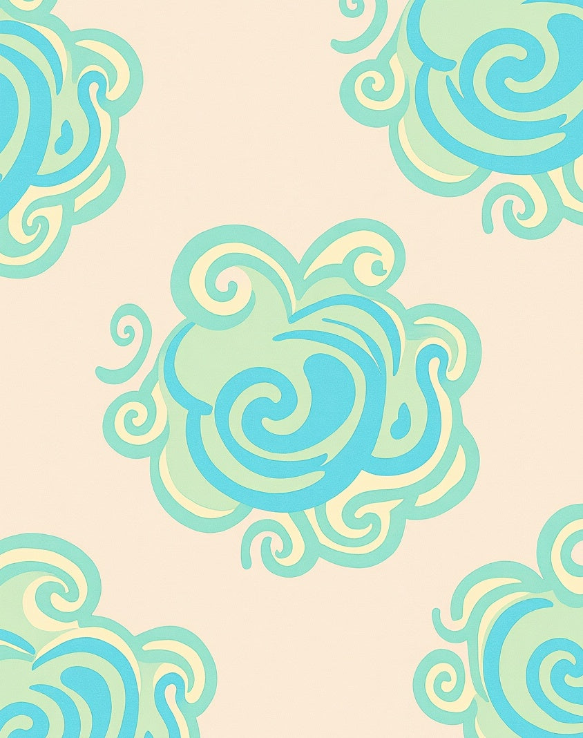 Aqua Teal Swirls Subtle Cloud Rug