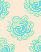 Aqua Teal Swirls Subtle Cloud Rug