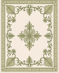 Light Green Floral Medallion Border Rug