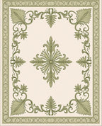 Light Green Floral Medallion Border Rug