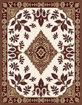 Crimson and Gold Floral Medallion Rug