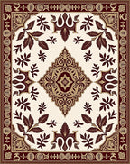 Crimson and Gold Floral Medallion Rug