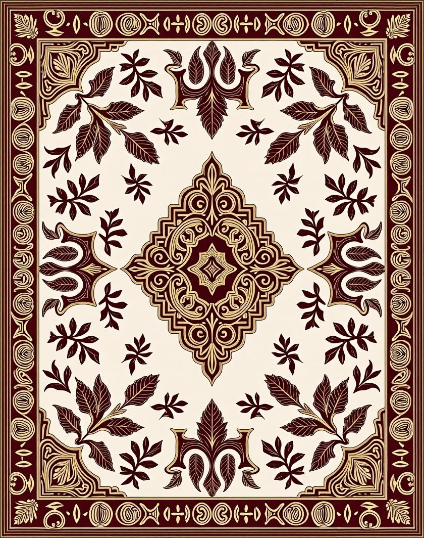 Crimson and Gold Floral Medallion Rug